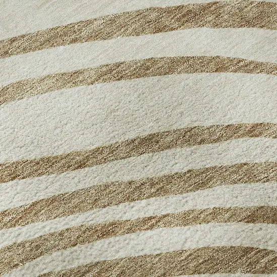 Gold Ivory And Brown Abstract Washable Area Rug With UV Protection Photo 9