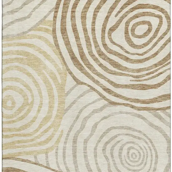 Gold Ivory And Brown Abstract Washable Area Rug With UV Protection Photo 4