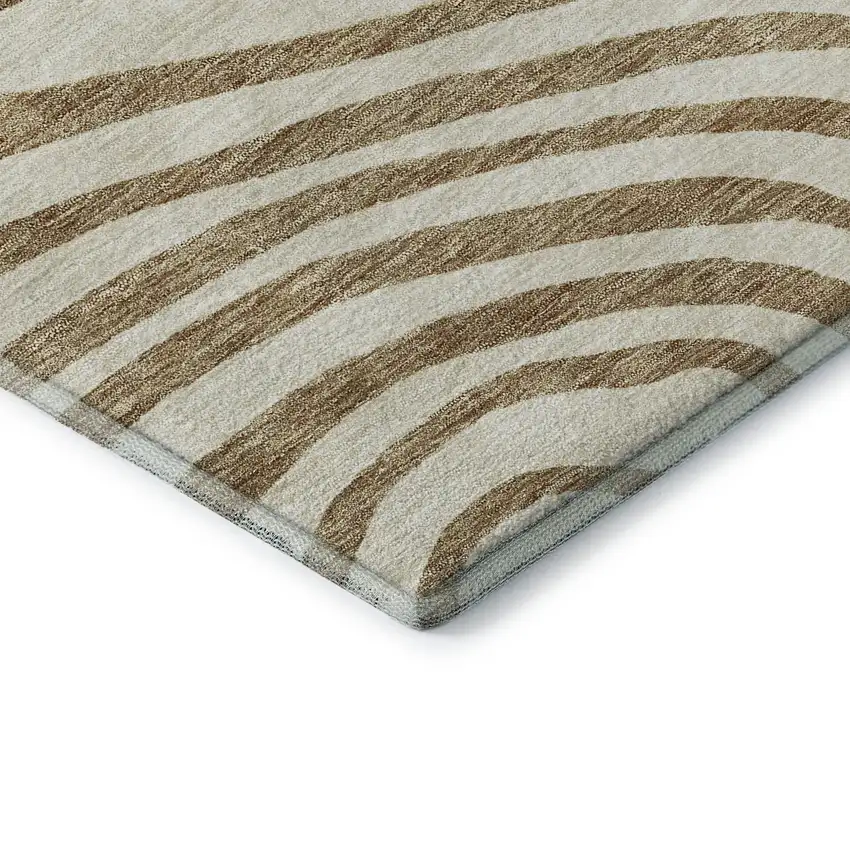 Gold Ivory And Brown Abstract Washable Area Rug With UV Protection Photo 8