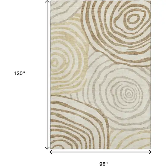 Gold Ivory And Brown Abstract Washable Area Rug With UV Protection Photo 3