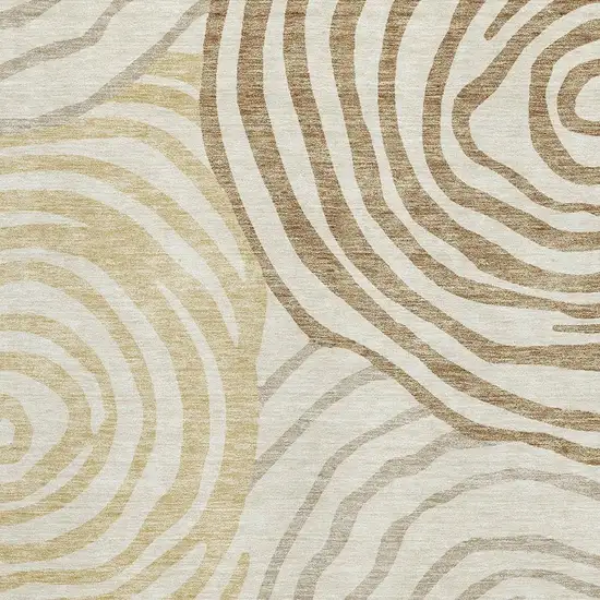 Gold Ivory And Brown Abstract Washable Area Rug With UV Protection Photo 3