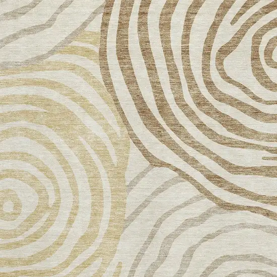 Gold Ivory And Brown Abstract Washable Area Rug With UV Protection Photo 3