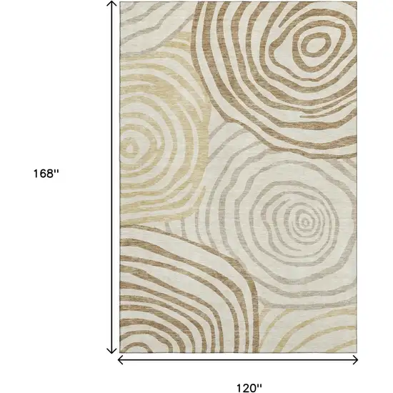 Gold Ivory And Brown Abstract Washable Area Rug With UV Protection Photo 3