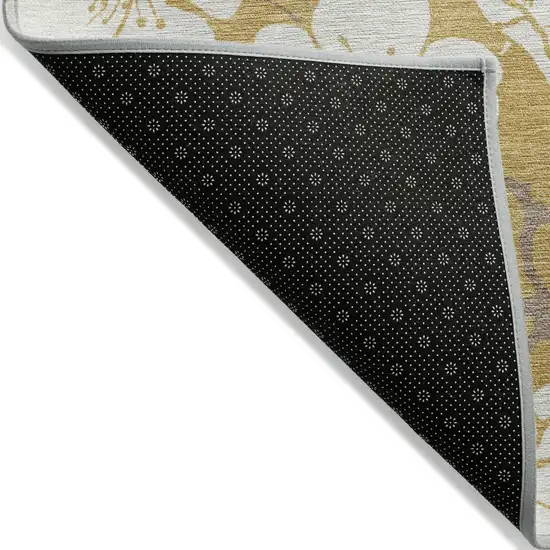 Gold Ivory And Brown Floral Washable Indoor Outdoor Area Rug Photo 4