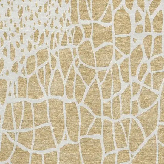 Gold Ivory And Gray Abstract Geometric Washable Area Rug With UV Protection Photo 3