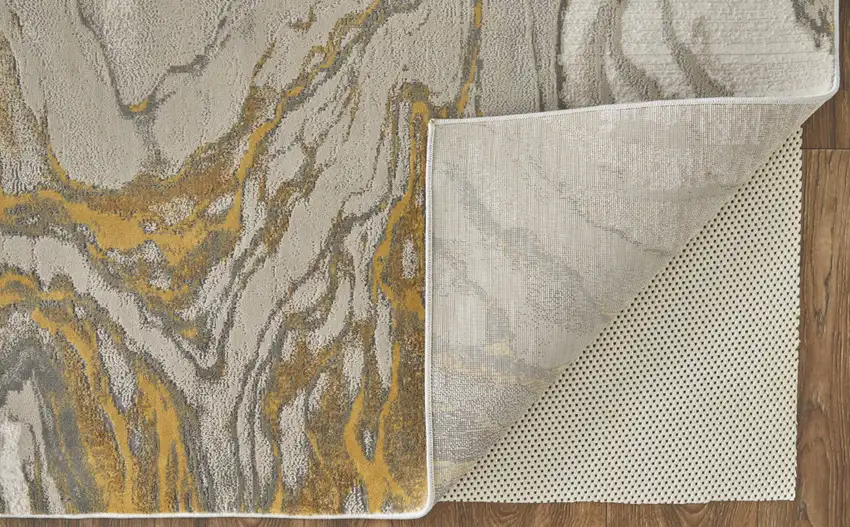 Gold Ivory And Gray Abstract Stain Resistant Area Rug Photo 3