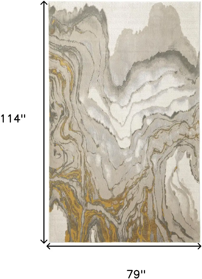 Gold Ivory And Gray Abstract Stain Resistant Area Rug Photo 8