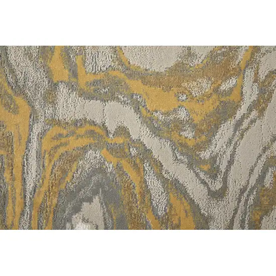 Gold Ivory and Gray Abstract Area Rug Photo 7