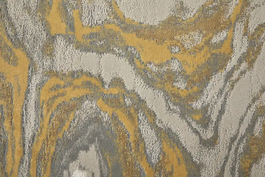 Gold Ivory and Gray Abstract Area Rug Photo 7
