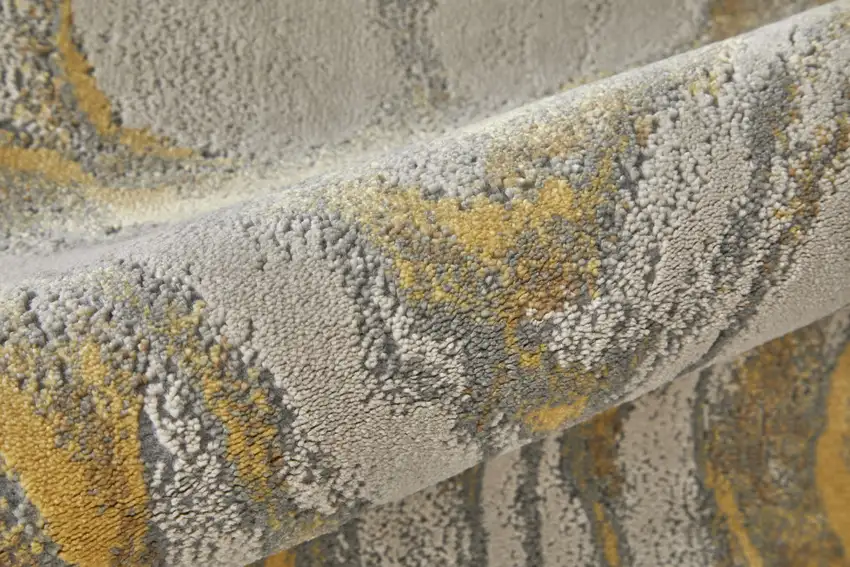 Gold Ivory And Gray Abstract Stain Resistant Area Rug Photo 9