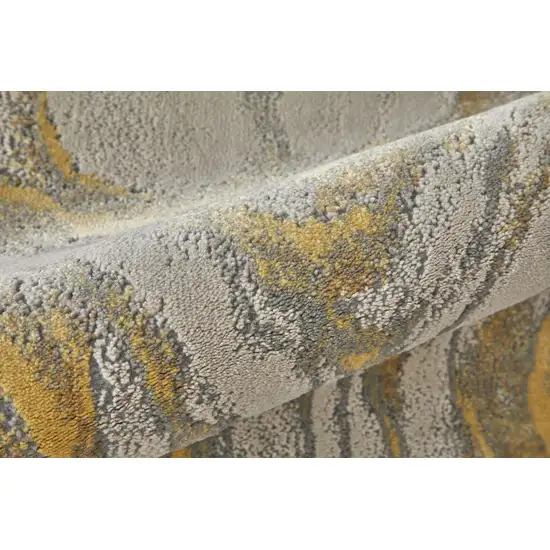 Gold Ivory And Gray Abstract Stain Resistant Area Rug Photo 8