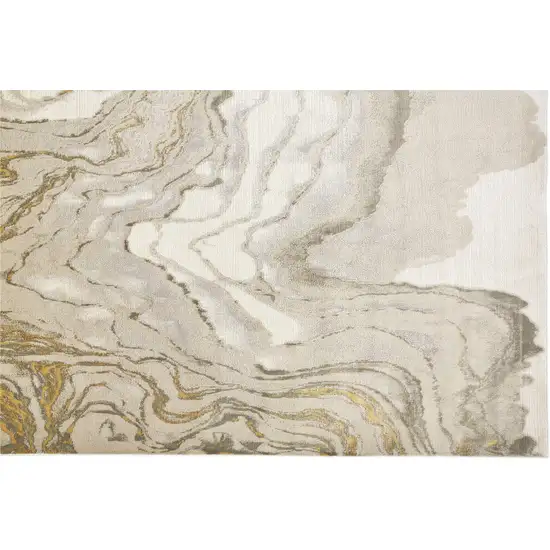 Gold Ivory And Gray Abstract Stain Resistant Area Rug Photo 7