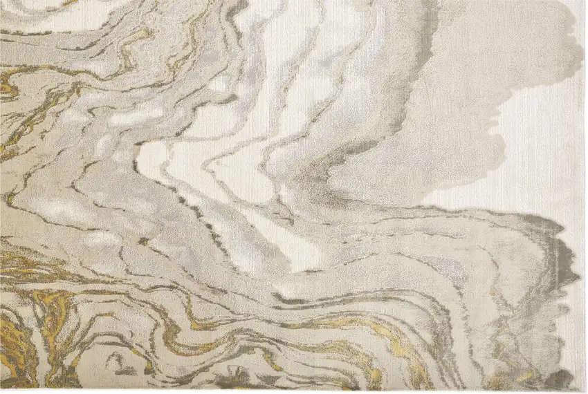 Gold Ivory And Gray Abstract Stain Resistant Area Rug Photo 7