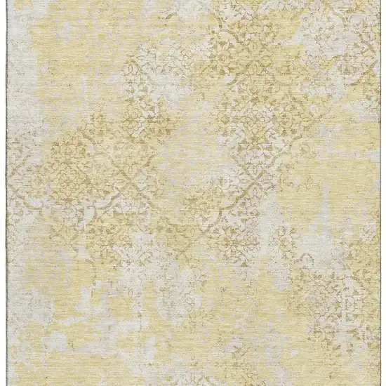 Gold Ivory And Gray Abstract Washable Area Rug With UV Protection Photo 4
