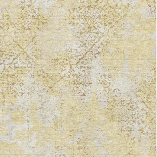 Gold Ivory And Gray Abstract Washable Area Rug With UV Protection Photo 3