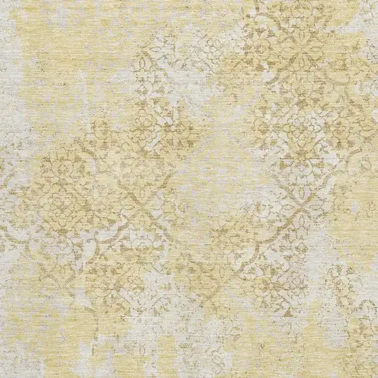 Gold Ivory And Gray Abstract Washable Area Rug With UV Protection Photo 3