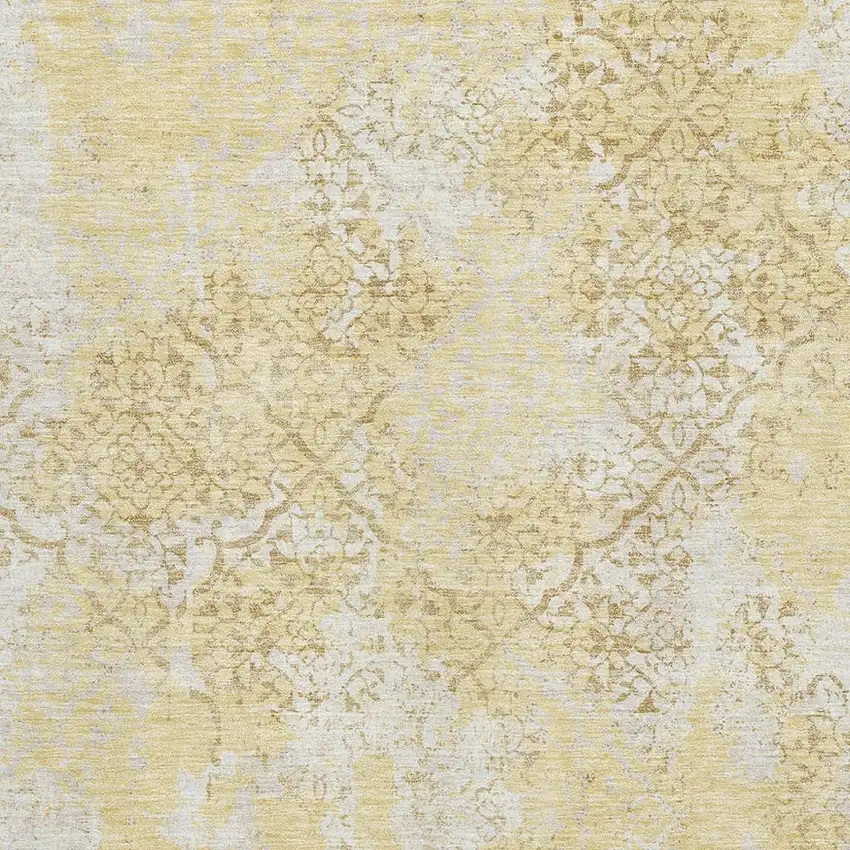 Gold Ivory And Gray Abstract Washable Area Rug With UV Protection Photo 3
