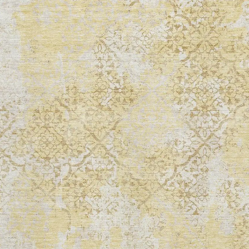 Gold Ivory And Gray Abstract Washable Area Rug With UV Protection Photo 3