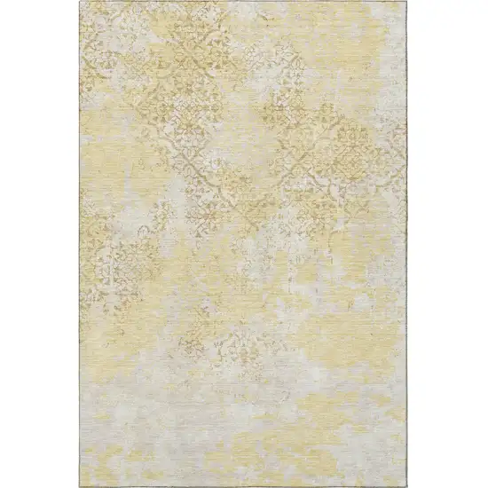 Gold Ivory And Gray Abstract Washable Area Rug With UV Protection Photo 4