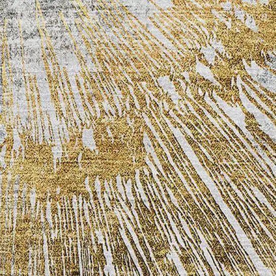 Gold Ivory And Gray Abstract Washable Area Rug With UV Protection Photo 3