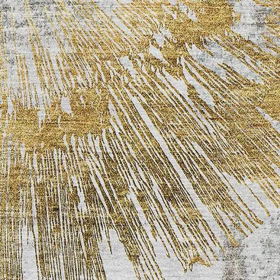 Gold Ivory And Gray Abstract Washable Area Rug With UV Protection Photo 4