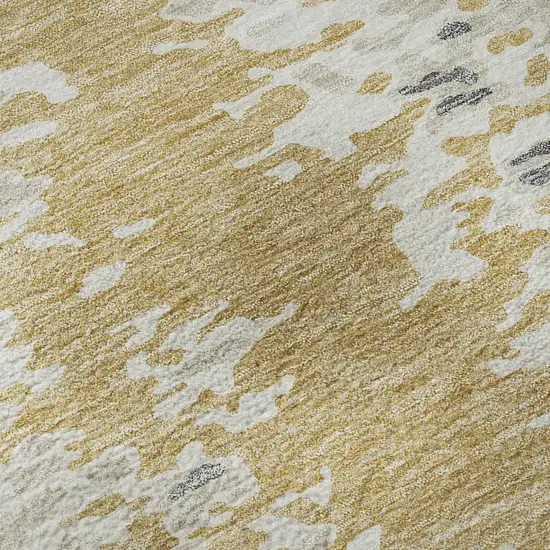 Gold Ivory And Gray Abstract Washable Area Rug With UV Protection Photo 9