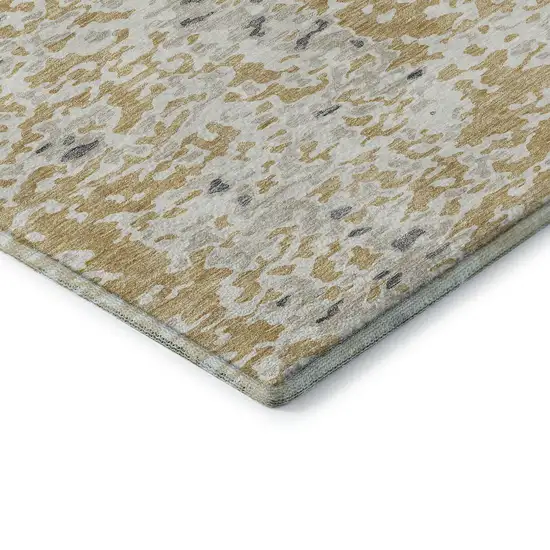 Gold Ivory And Gray Abstract Washable Area Rug With UV Protection Photo 7