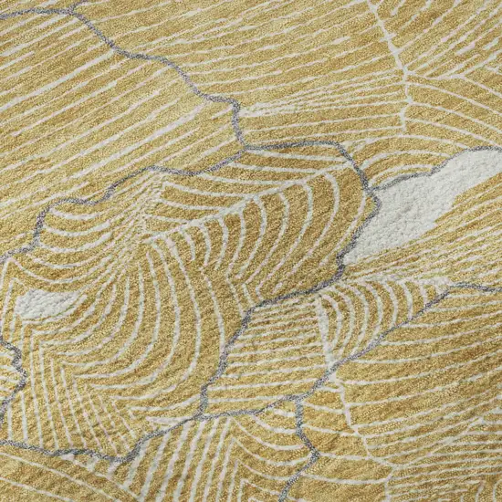 Gold Ivory And Gray Abstract Washable Area Rug With UV Protection Photo 9