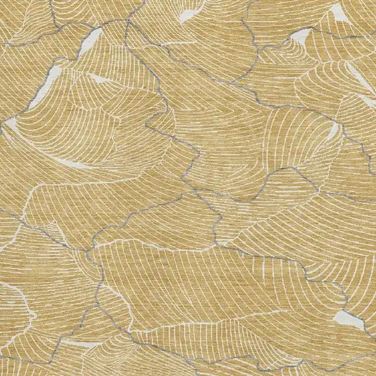 Gold Ivory And Gray Abstract Washable Area Rug With UV Protection Photo 2