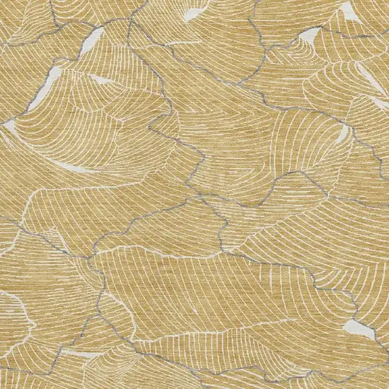 Gold Ivory And Gray Abstract Washable Area Rug With UV Protection Photo 2