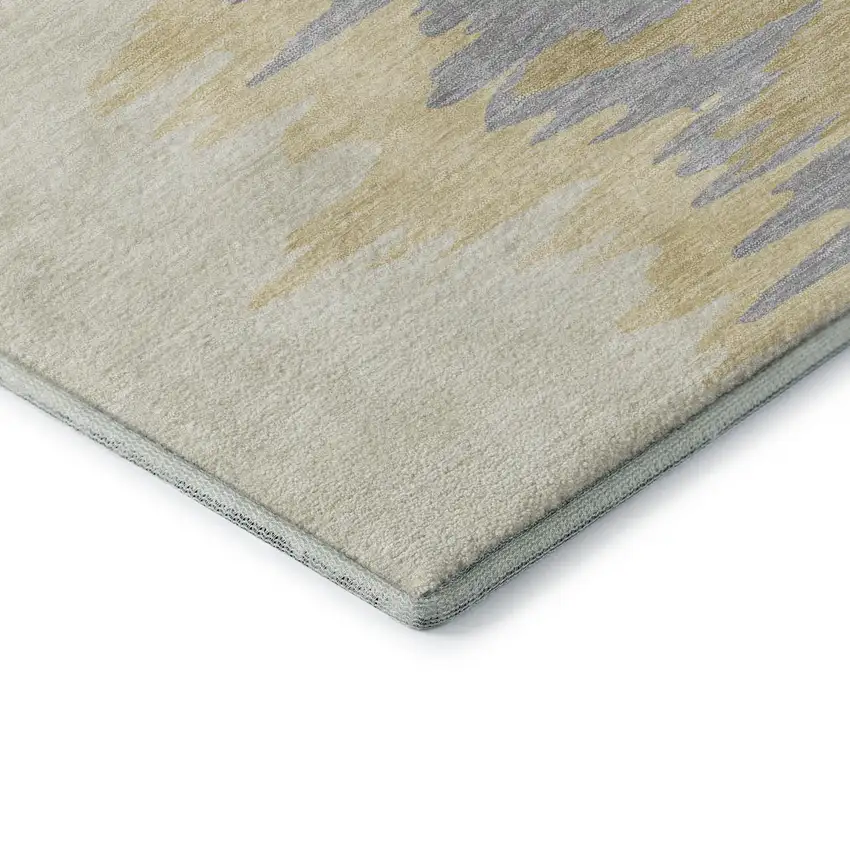 Gold Ivory And Gray Abstract Washable Area Rug With UV Protection Photo 6