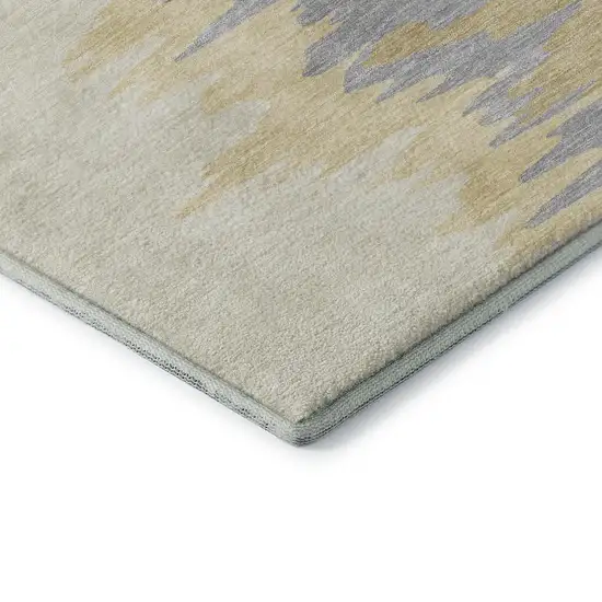 Gold Ivory And Gray Abstract Washable Area Rug With UV Protection Photo 6