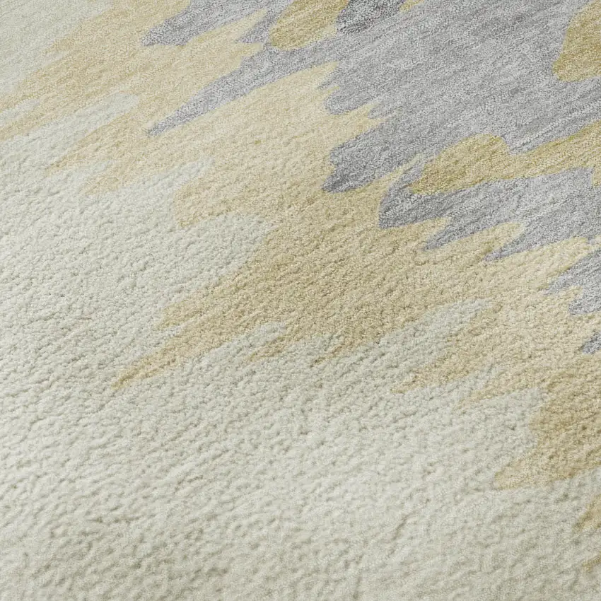 Gold Ivory And Gray Abstract Washable Area Rug With UV Protection Photo 9