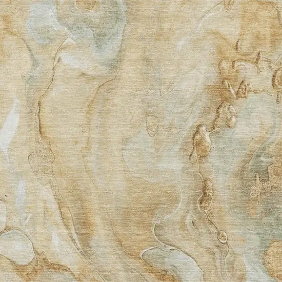 Gold Ivory And Gray Abstract Washable Area Rug With UV Protection Photo 2