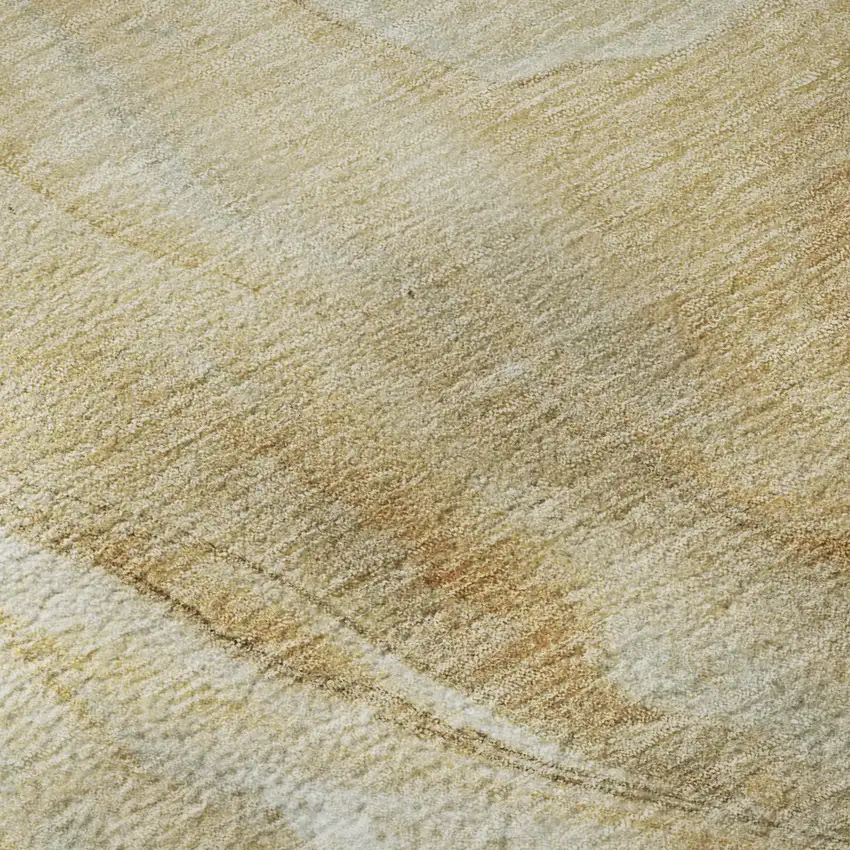 Gold Ivory And Gray Abstract Washable Area Rug With UV Protection Photo 9