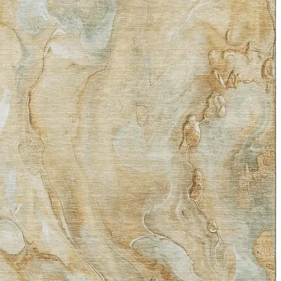 Gold Ivory And Gray Abstract Washable Area Rug With UV Protection Photo 2