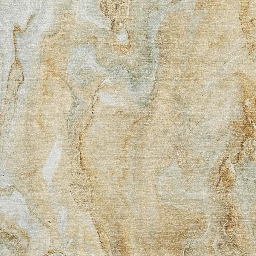 Gold Ivory And Gray Abstract Washable Area Rug With UV Protection Photo 2