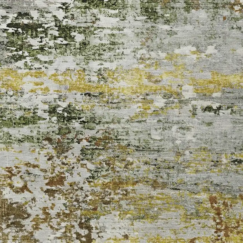 Gold Ivory And Gray Abstract Washable Indoor Outdoor Area Rug Photo 4