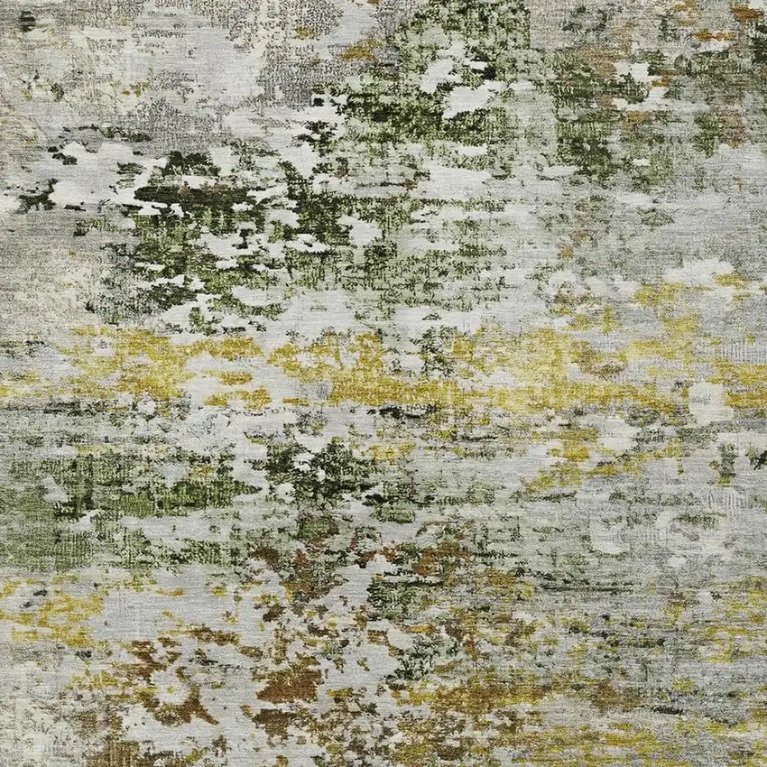 Gold Ivory And Gray Abstract Washable Indoor Outdoor Area Rug Photo 4