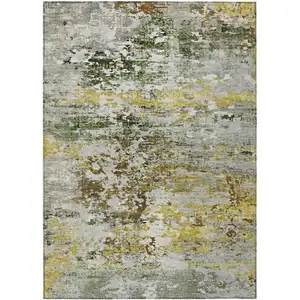 Photo of Gold Ivory And Gray Abstract Washable Indoor Outdoor Area Rug