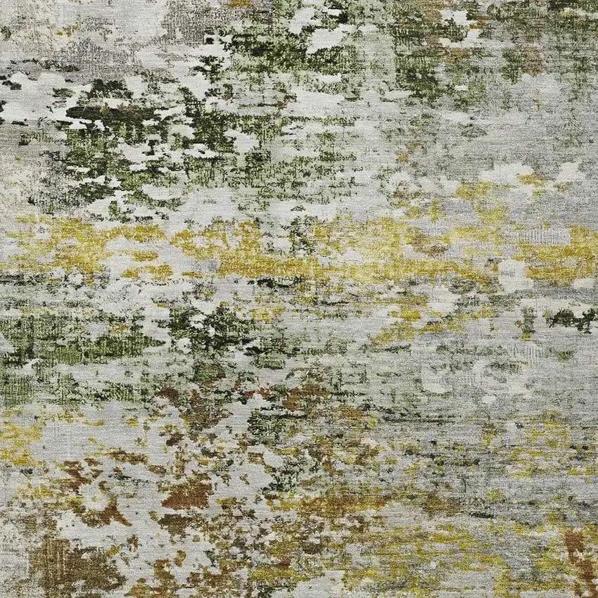 Gold Ivory And Gray Abstract Washable Indoor Outdoor Area Rug Photo 4