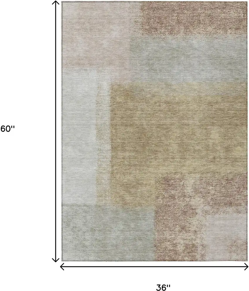 Gold Ivory And Gray Abstract Washable Indoor Outdoor Area Rug Photo 3