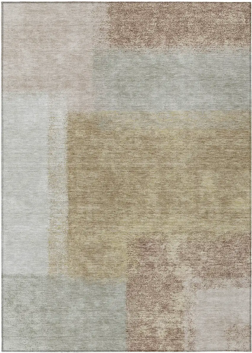 Gold Ivory And Gray Abstract Washable Indoor Outdoor Area Rug Photo 2