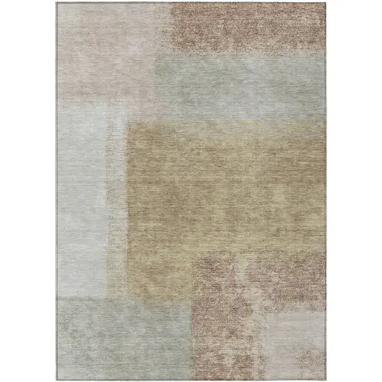 Gold Ivory And Gray Abstract Washable Indoor Outdoor Area Rug Photo 2