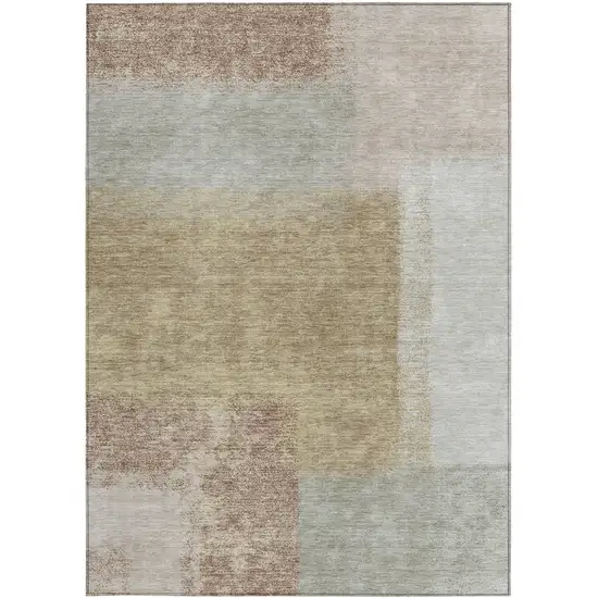 Gold Ivory And Gray Abstract Washable Indoor Outdoor Area Rug Photo 4