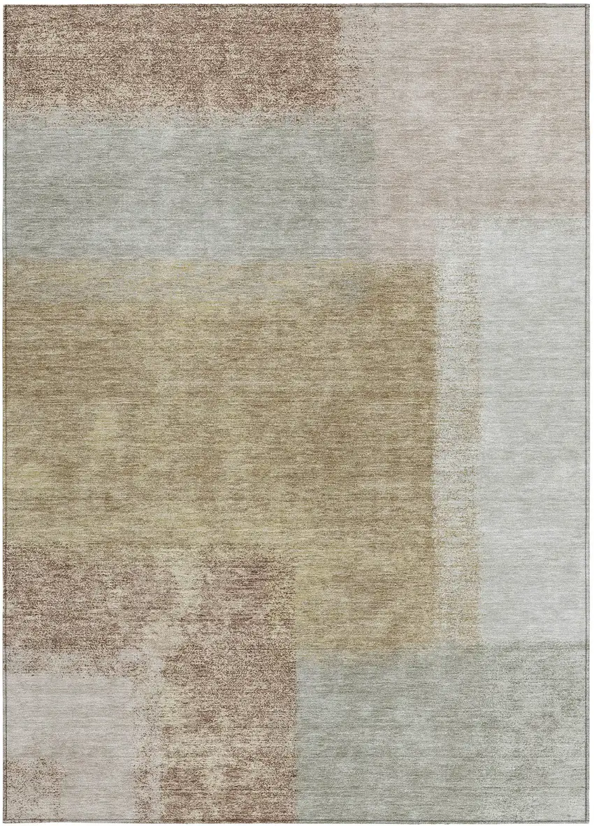 Gold Ivory And Gray Abstract Washable Indoor Outdoor Area Rug Photo 4