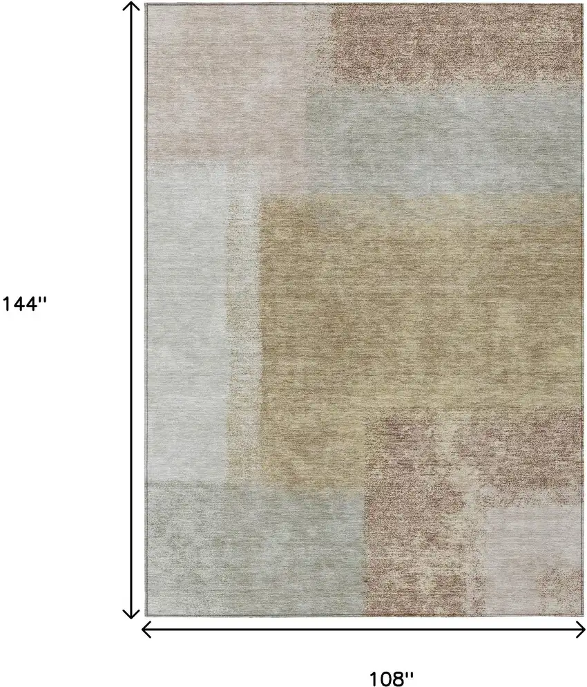 Gold Ivory And Gray Abstract Washable Indoor Outdoor Area Rug Photo 3