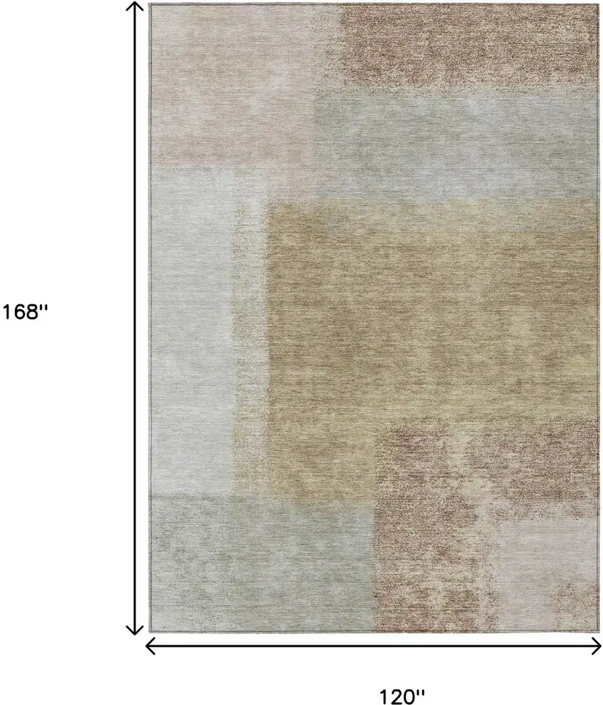 Gold Ivory And Gray Abstract Washable Indoor Outdoor Area Rug Photo 3