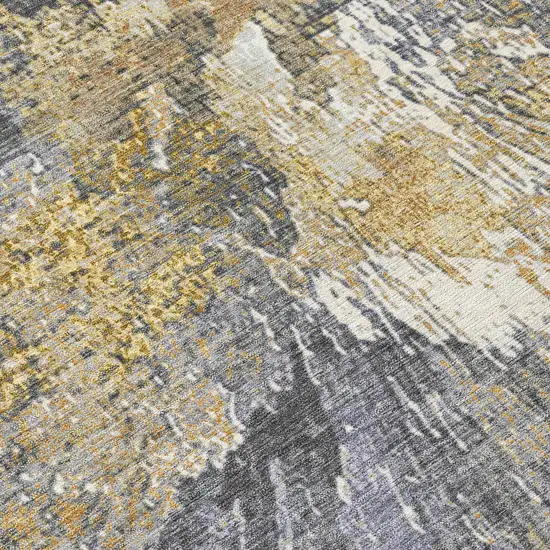 Gold Ivory And Gray Abstract Washable Indoor Outdoor Area Rug Photo 6