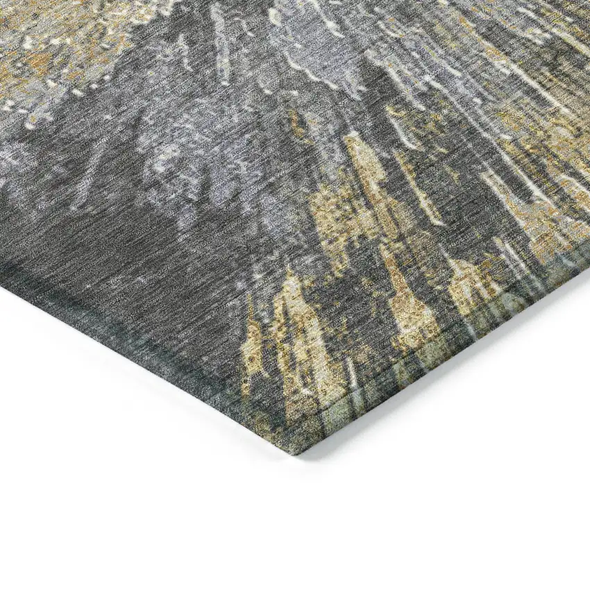 Gold Ivory And Gray Abstract Washable Indoor Outdoor Area Rug Photo 5